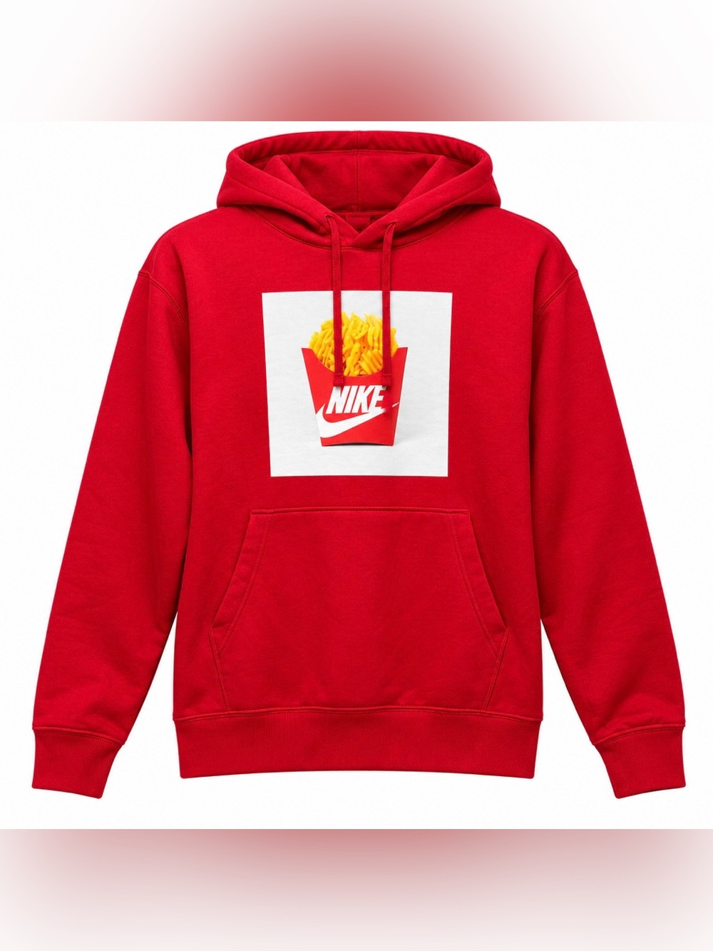 Nike Waffle Fries Hoodie Mens Medium Red Graphic Pullover Sweatshirt DM2274-657